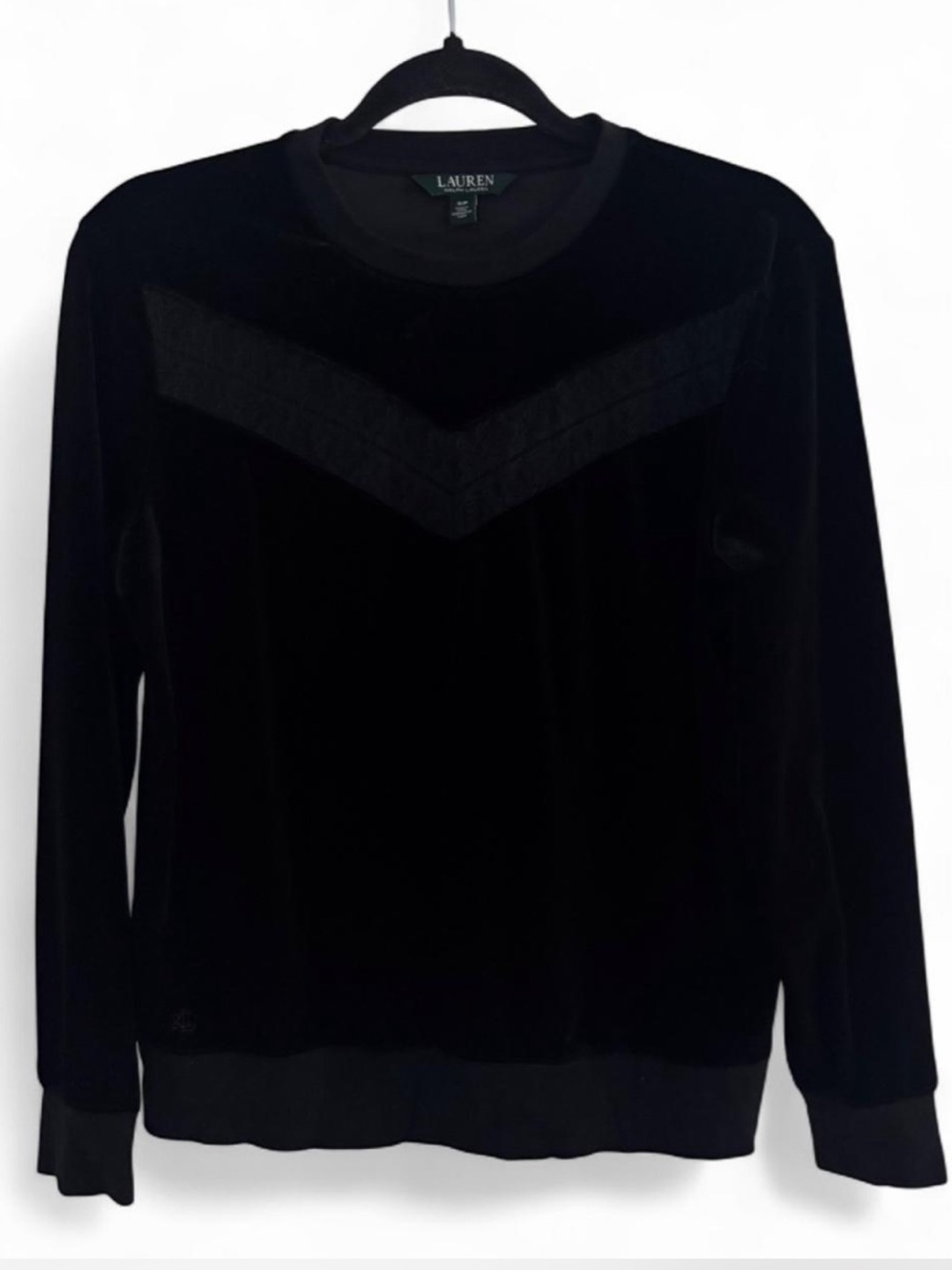 Ralph Lauren Black Velvet Chevron Pullover Sweater